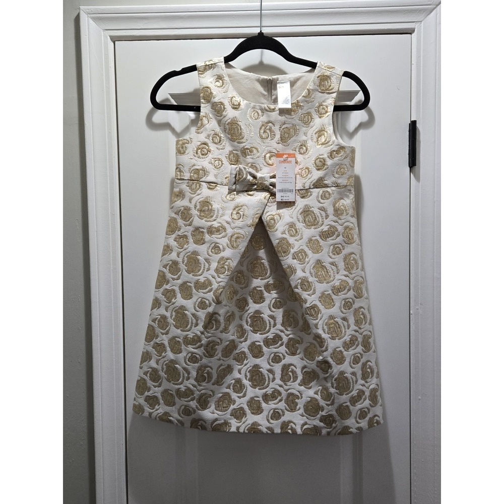 Gymboree Girls 10 Savanna Party Metallic Gold Rose Jacquard Dress NWT